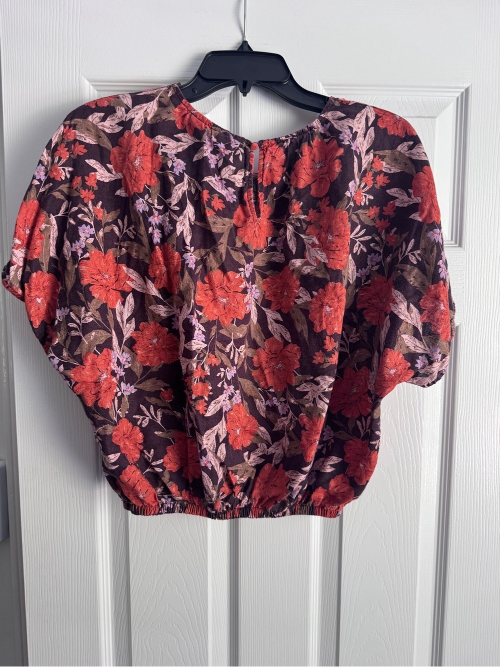 Haute Hippie Style 100% Linen Floral Blouse Women’s M Red Brown Boho Top - Picture 8 of 9